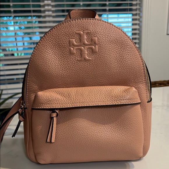 Tory Burch Pink Thea Backpack Pebbled Leather